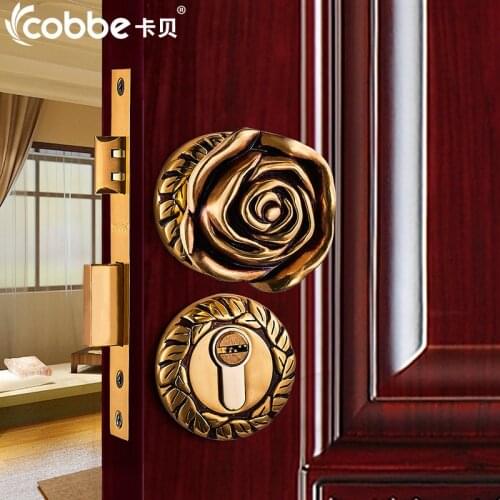 Full Brass wood Door Lock Simple Wooden Door Split Locks Zinc Alloy Indoor Door Locks Bedroom Hotel Home Office Door Lock
