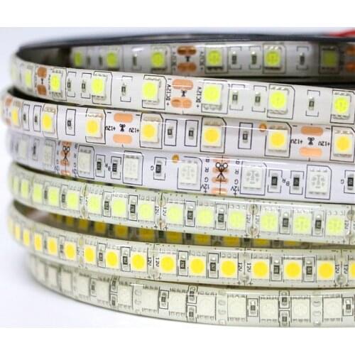 RGB LED Strip 5050 60 120 LEDs/m DC 12V ip20 ip65 Waterproof Flexible LED Tape Light Double PCB 300 600 LEDs Lamp Ribbon 5m/lot
