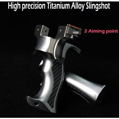 New Tc21 Titanium Alloy Slingshot Aviation Aluminum Handle Flat Rubber Band Catapult Outdoor Shooting Toy