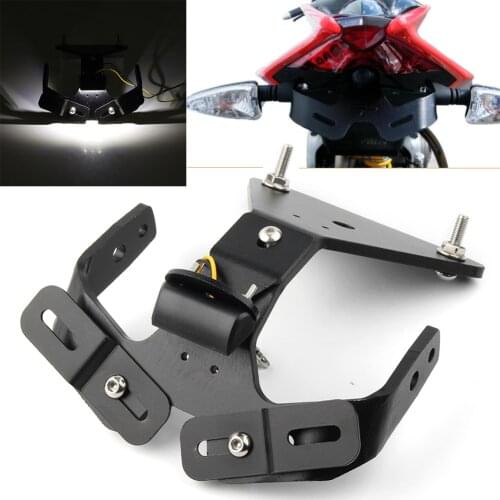 RSV4 Motorcycle License Plate Holder Bracket w/ LED light For Aprilia Tuono V4R RSV4-R RSV4-RF RSV4-RR 2009 2010 2011 2012-2017