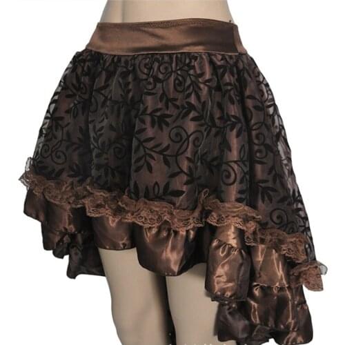 S-6XL Steampunk Gothic Swallow Tail Skirt Women Mini Lace Ruffle Costume High Low Hem Victorian Dance Outfit For Girls Plus Size