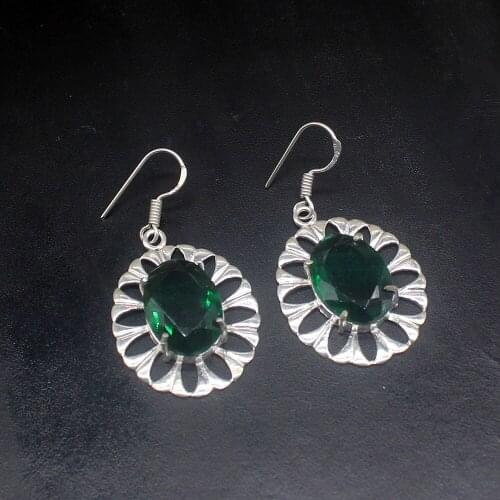 Gemstonefactory Big Promotion Single Unique 925 Silver Adorable Green Topaz Women Ladies Gifts Dangle Drop Earrings 20211773