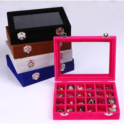 Newly Women Jewelry Storage Box Velvet Case Rings Earrings Necklaces Bracelet Holder Organizer Box Jewelry Storage Box