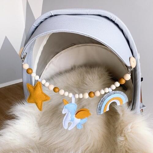 Nordic Wooden Baby Bracelet Pram Clip Kids Bed Hanging Rattles Toy Pacifier Chain Nursery Baby Bedroom Decoration Christmas Gift