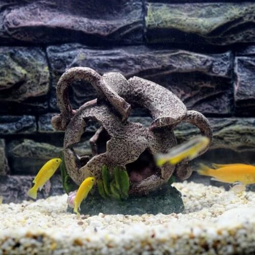 Resin Ancient Egyptian Shattered Cave Vase Aquarium Decoration For Fishes Hiding Fish Tank Artificial House Ornament Background