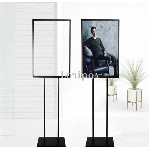 Loripos 400*600 Sign Floor Stand Two-sided Black Metal Poster Floor Standing Display Rack Indoor Advertising Banner Frame Stand