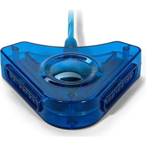 USB Plug Dual Controller to PC Adapter Converter Keyboard Driver for PSX PS2 PS1 Blue Plastic Game Controller Converter