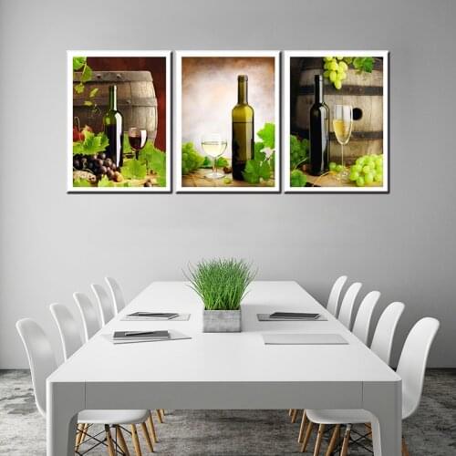Nordic Vintage Wine Wine Glass Wine Bottle Poster Printing Wine Barrel Canvas Oil Painting Navia Home Decoration Wall Art Mural
