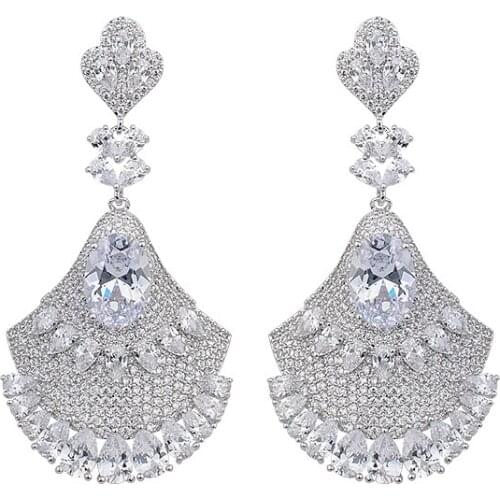 YAN MEI 2017 New Fashion Lovely White Cherry Earrings Rhinestone Flower Zircon Stud Earrings For Woman Jewelry GLE6216