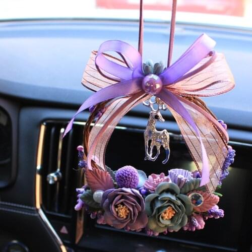 Truck Rearview Mirror Hanging Rose Car Interior Hanging Fawn Ring Car Interior Lifting pink girl car christmas decoration
