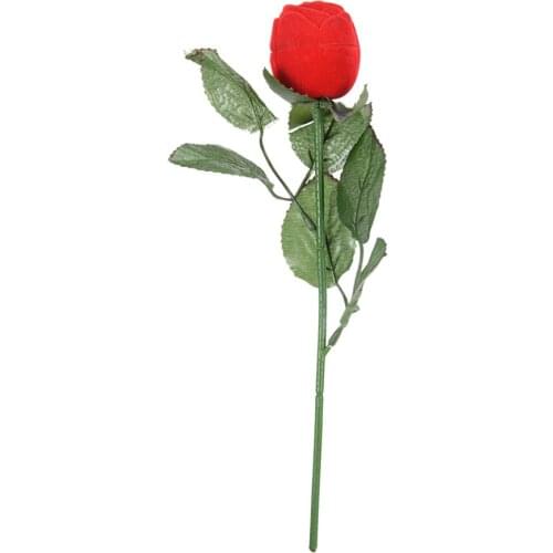 1pc Romantic Rose Ring Box Flower Flocking Holder Packing Jewelry Case Velvet Wedding Propose Engagement Valentine Day Gift Box