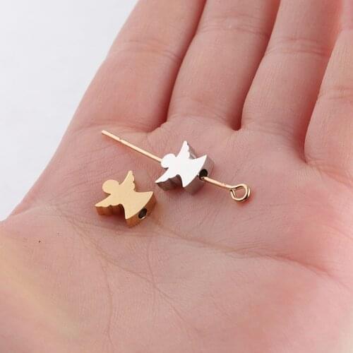 100% Stainless Steel Angel Beads Charms Gold/Silver Color Metal Angel Bead Mirror Polished Wholesale 30pcs