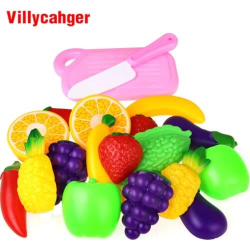 11Pcs/Set Children Pretend Play Kitchen Toy Set Safety Plastic Fruit Vegetables Cutting Toy Baby Classic Kids Educational Toys