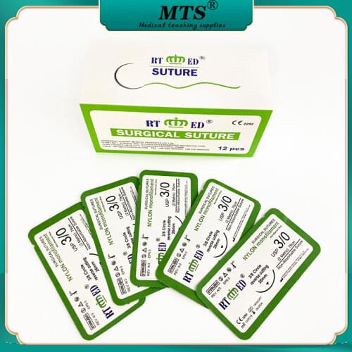 12 Pcs/box Medical Needle Suture nylon monofilament suture for medical surgical suture practice kit Surgical suture USP 3/0