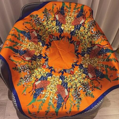 2021 Female New Print Kerchief Summer Sunscreen Square Scarf Popular High-Grade Beach Shawl Fashion 90X90CM Satin Silk Bandana