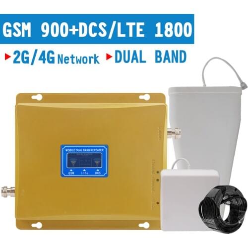 2G GSM 900MHz Moblie Phone Repeater 4G DCS LTE 1800MHz Cellular Signal Amplifier Repetidor De Sinal De Daul Band Booster Set