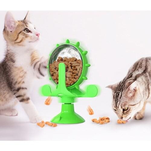 4 Colors Leak Food Interactive Windmill Spinning Cat Dog Toys Funny Rotating Turntable Strong Sucker Slow Feeder Pet Supply