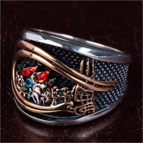 925 Sterling Silver Monogram Pasha Model Of Sultan Mehmet Conqueror Of Istanbul 1453 Mens Ring Exclusive Chic Accessory for Men