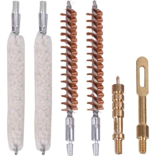 6 Pcs/Set Gun Cleaning Rod Brush Head Kit .30cal 7.62mm .22cal 5.56mm .35cal 9mm Rifle Pistol Cleaning Tool Hunting Accessories