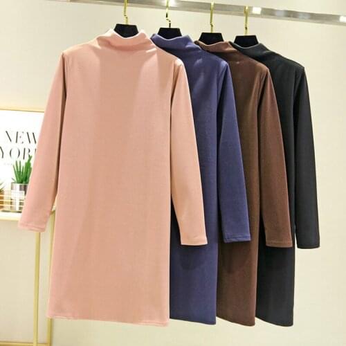 Basic Autumn Winter Turtleneck Thick Long Sleeve Dress Casaul Women Mini Female Chic Sexy Warm Loose Solid Dresses Vestidos