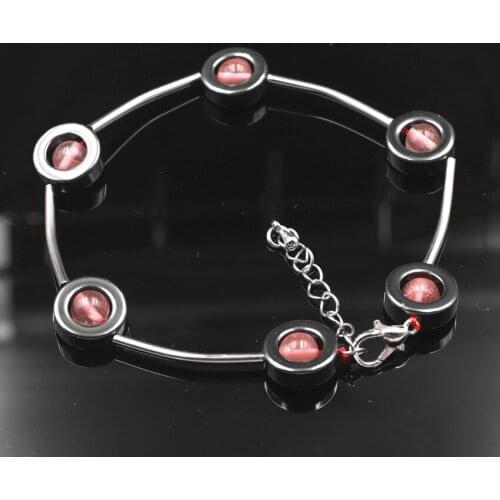 Ethnic Style Strand Bracelet for Women Natural Stone Hematite Beads 12mm Hematites Round Crystal Watermelon Bangle 7.5inch A573