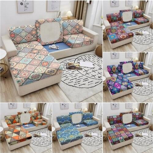 Sofa Seat Cushion Cover Elastic Mandala Sofa Slipcovers Pets Kids Furniture Protector Stretch Washable Removable Slipcover