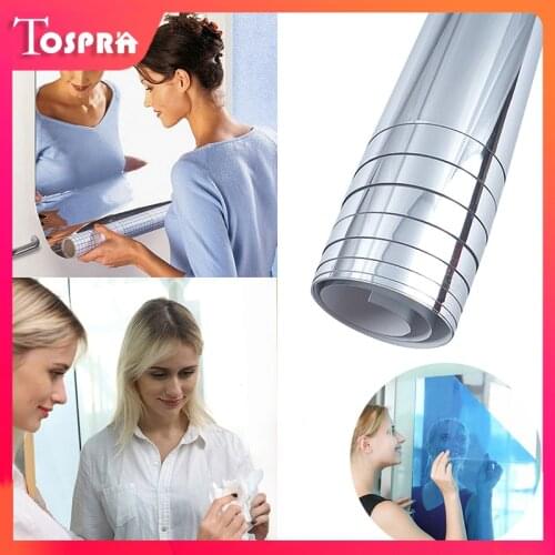 Decorative mirror Adhesive Stickers Mirror Film Waterproof Silver reflective PET Material Mirror Sticker DIY Bathroom Decoration