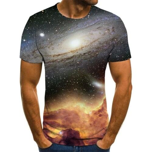 Starry Sky 3D printed T-shirt mens fashion casual tops summer short-sleeved shirts round neck fashion oversized clothing