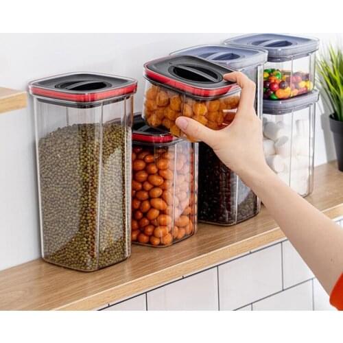 Sealed Storage Bottles Plastic Grains Food Storage Tank Household Kitchen Food Boxes Dry Cereals Measure Transparent Jars