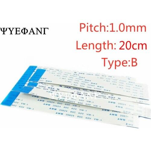 5PCS FPC Ribbon Flexible Flat CABLE PITCH 1.0MM 200MM B-Type 4/6/8/10/12/16/20/20/24/26/30pin