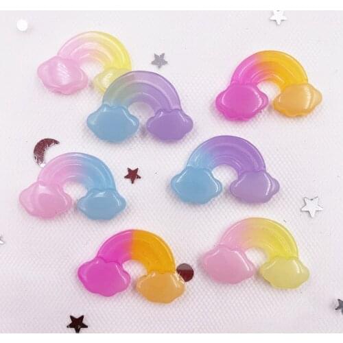 Resin kawaii 3D MIni Colorful Rainbow Flatback Rhinestone Appliques 10pcs Scrapbook DIY Crystal Decor Figurine Craft OG84