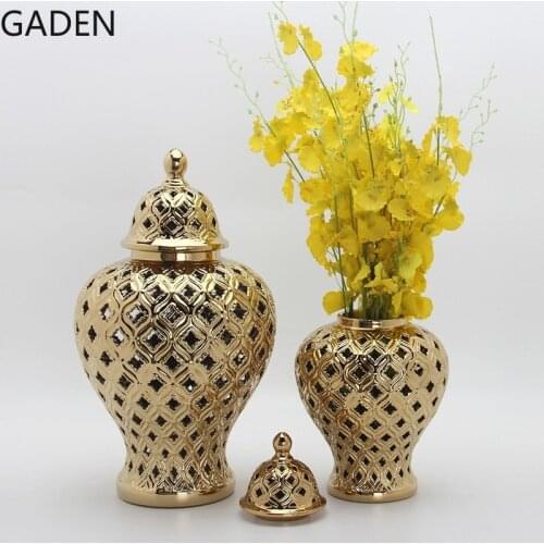 Home Ceramic Decoration Jar Decoration Creative Hollow Vase Living Room Dried Flower Flower Arrangement Modern Crafts Ginger Jar