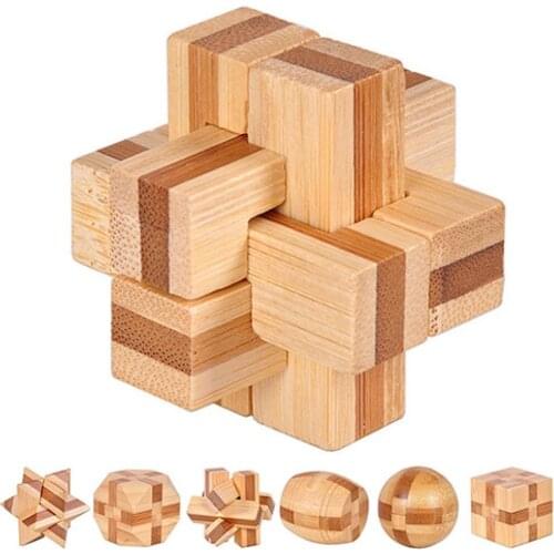 Kongming Luban Lock Kids Wooden Chinese Traditional Puzzle Toy Children Brain Teaser Games 3D Intellectual Creative Unlock Toy