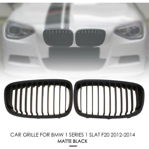 Matte Black Car Racing 1 Slat Front Kidney Grille For BMW 1 Series F20 2012-2014