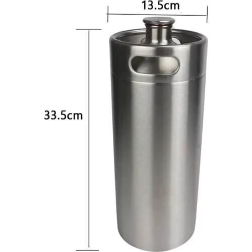 Mini Keg Growler 4L Canteen Craft Beer Homebrewing Stainless Steel 304 Beer Barrel Keg for for Beer Water Soda Wine Coffee