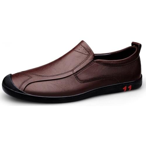 Men‘s Shoes Loafer Flats Hard-Wearing Light Casual Comfortable Fashion Low-top Slip On Driving Formal Shoes Cow Leather