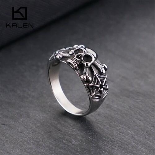 2018 Stainless Steel Cheap Skull Rings For Men Size 8-12 Punk Spider Wed Charm Finger Rings Male Biker Jewelry