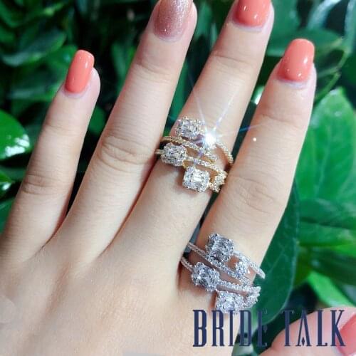 Bride Talk Fashion Jewelry Brand New Arrival Zircon Stone Rings For Women Fashion Jewellery Engagement Wedding Ring Pretty Gift