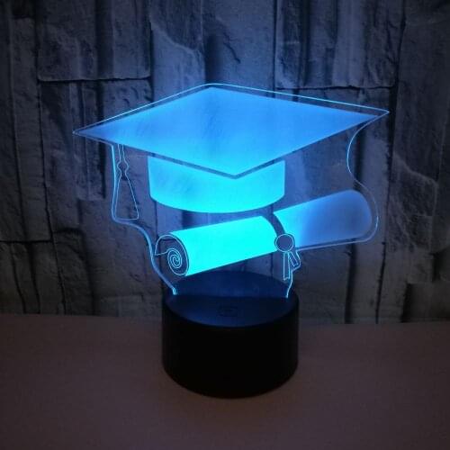 New Bachelors Hat 3d Lamp Multi-color Touch Control 3d Moderne Desk Lamp Graduates Gift Small Table Lamp Customization