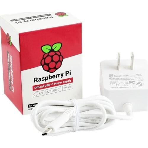 The Official / Original Raspberry Pi USB-C Power Output Connector,Supply for Raspberry Pi 4,US, White