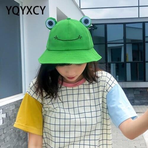 Bucket Hat Children Women Fisherman Hats For Girls Boys Kids Parent Child Summer Cute Frog Big Eyes Bucket Hats Sunshade