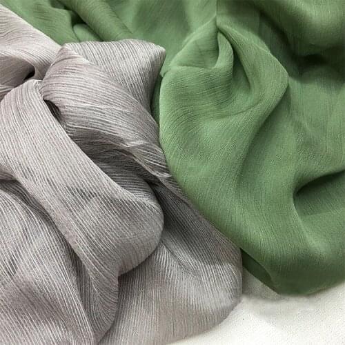 New spring and summer imported solid color CHIFFON SILK like pleats, creases, thin through spring and summer Georgette dress, sh