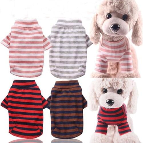 4 Colors Stripped Dog Hoodie Pet Puppy Clothes Elasticity Cotton Bottoming Hoodies Clothes For Dogs Pug Poodle Hoodie Dog XS-XXL