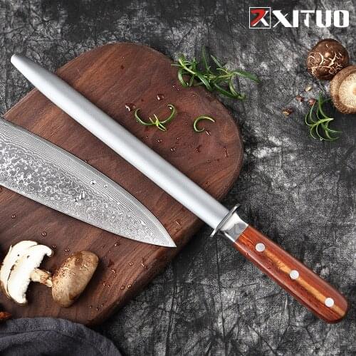 XITUO Professional Sharpening Rod Alloy Steel Round Shank Sharpening Steel Kitchen Knife Sharpener Knife Scissor Sharpening Tool