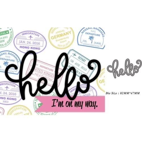 Hello Word Frame New Metal Cutting Dies for 2021 Scrapbooking Edge No Stamps Stencil Cuts Crafts Decoration Molds Cutter Paper