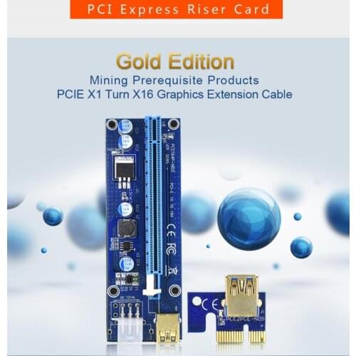 Golden VER009S PCI-E Riser Card 009S PCI Express PCIE 1X To 16X 60CM USB 3.0 Cable 6Pin Power For BTC Miner Mining