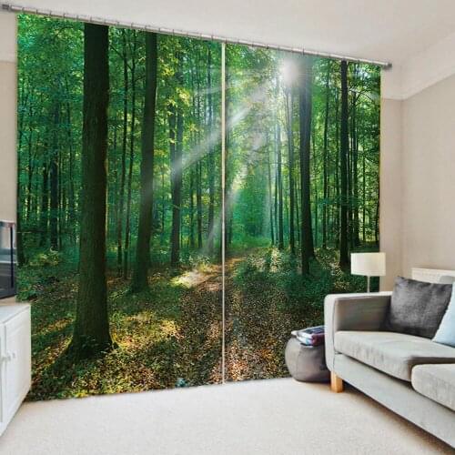 Morden Luxury Blackout 3D Window Curtains For Living Room green forest curtains 3d stereoscopic curtains