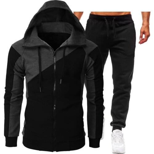 New Autumn Winter Mens Casual Sportswear Tracksuits 2 Piece Sets Mens Clothes Hoodies+Pants Sets Male Hip Hop Coat Jackets