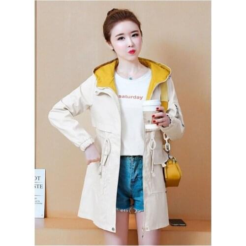 Ladies Trench 2020 Spring and Autumn Women‘s Windbreaker Women Hooded Loose Coat Female Outwear Women’s Trench coats Slim