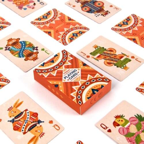 Animal Fun Archaize Style Pattern Texas Hold'em Baccarat Poker Card Children Teaching Bridge Playing Cards Take Tower Board Game